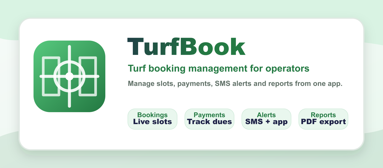 TurfBook booking dashboard preview